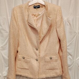 Karl Lagerfeld Women's Pink Beige Tweed Blazer